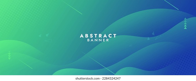 Abstract Green Fluid Banner Template. Modern  background design. gradient color. Dynamic Waves. Liquid shapes composition.  Fit for banners