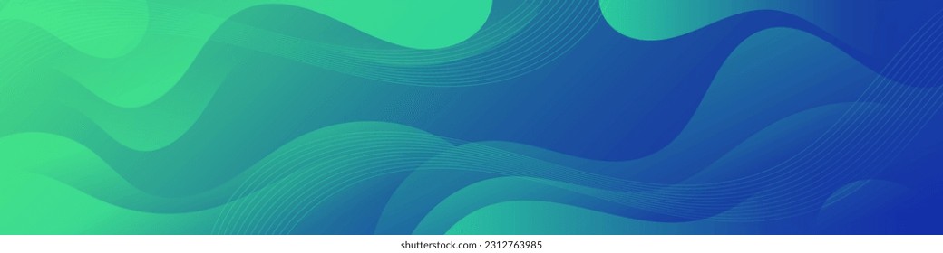 Abstract Green Fluid Banner Template. Modern  background design. gradient color. Dynamic Waves. Liquid shapes composition.  Fit for banners