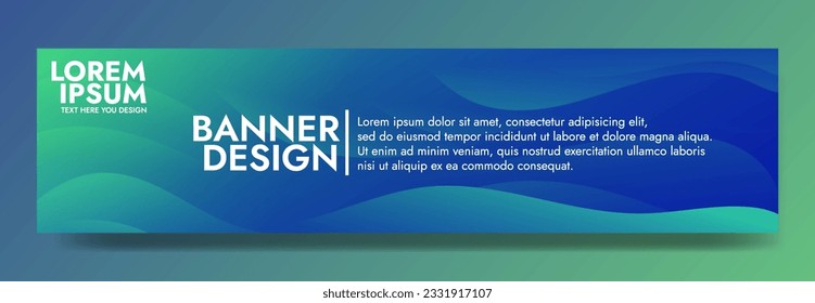 Abstract Green Fluid Banner Template. Modern  background design. gradient color. Dynamic Waves. Liquid shapes composition.  Fit for banners