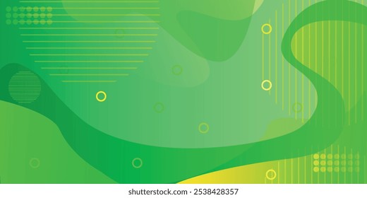 Abstract Green Fluid Banner Template. Modern background design. gradient color. Dynamic Waves. Liquid shapes composition