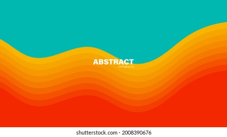 Abstract green fluid shape modern background and orange wave with copy space, vector.