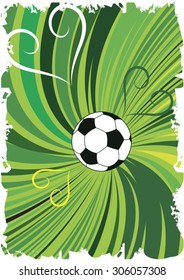 Abstract green football background with hearts.Vertical banner