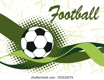 Abstract green football waves and ball.Horizontal football background