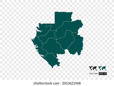 Resumen del mapa verde de Gabón. Diseño de fondo transparente vectorial.