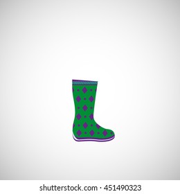 abstract green galoshes on white background.