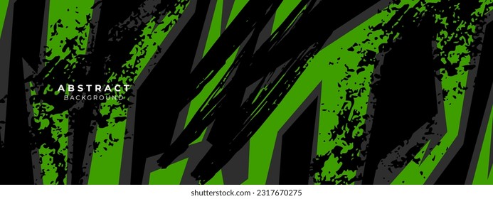 Abstract green gaming background in futuristic style. Wide banner design