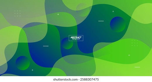 Abstract green geometric 3D background. Wave color background with circle pattern design. Liquid shape composition. Vector Eps10
