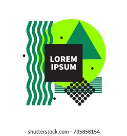 Abstract green geometric background with black frame. - Stock vector