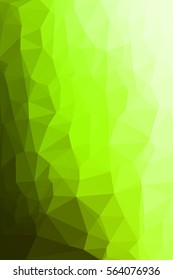 Abstract green geometric background consisting of colored triangles. Low poly pattern, vertical format.