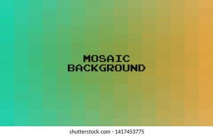 Abstract Green geometric Background, Creative Design Templates. Pixel art Grid Mosaic, 8 bit vector background.