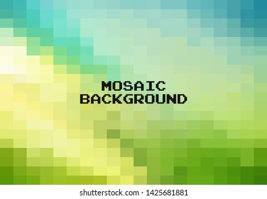 Abstract Green geometric Background, Creative Design Templates. Pixel art Grid Mosaic, 8 bit vector background.