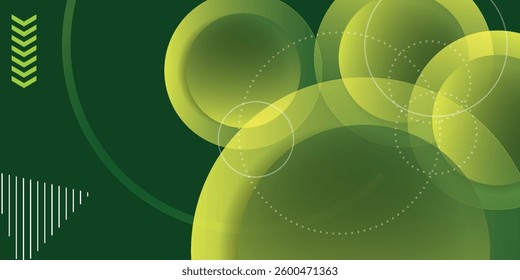 Abstract green geometric background. Dynamic shapes composition. 