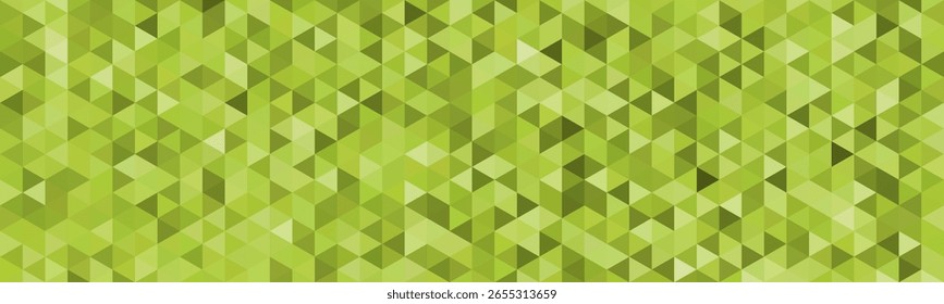Abstractas fondo geométrico verde con un patrón sin fisuras de Pequeños triángulos en varios tonos de verde, formando un mosaico dinámico y texturizado.

