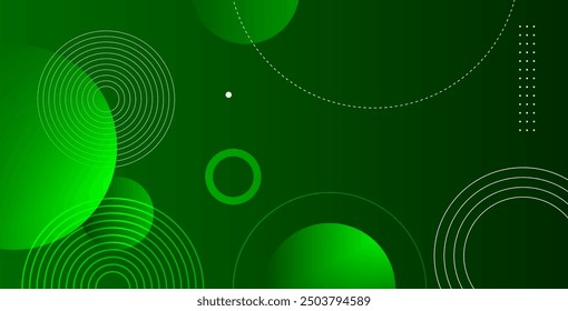 Abstract green geometric background, gradient circle background