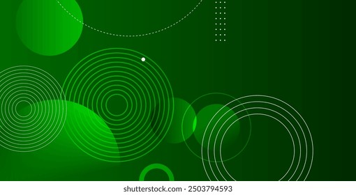Abstract green geometric background, gradient circle background