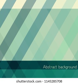 Abstract green geometric background with horizontal and diagonal stripes. Simple vector graphic pattern