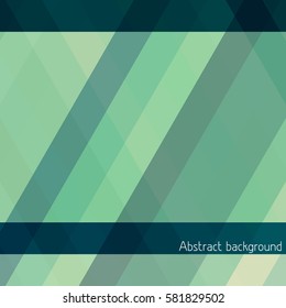 Abstract green geometric background with horizontal and diagonal stripes. Simple vector graphic pattern