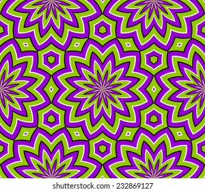 Abstract green geometric background (motion illusion). Seamless pattern.