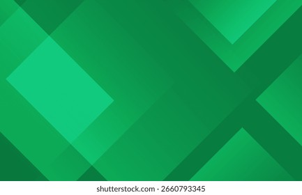 Fundo geométrico verde abstrato com sobreposição de formas e cores de gradiente