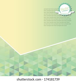 Abstract green geometric background with triangles. Plenty of space for text.