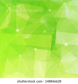 Abstract green geometric background, triangulation generic backdrop for design, colorful vector template