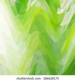 Abstract green geometric bright background, colorful wavy banner