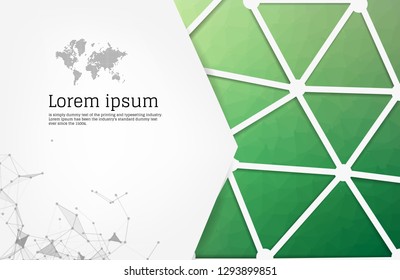 Abstract Green geometric design template with triangular polygonal background. Info graphics background with geometric shapes. creative business cards, clean and modern concept.