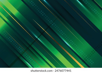 Abstract Green geometric diagonal background with striped lines