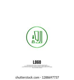 abstract green geometric elegant circle AJ logo letters design concept