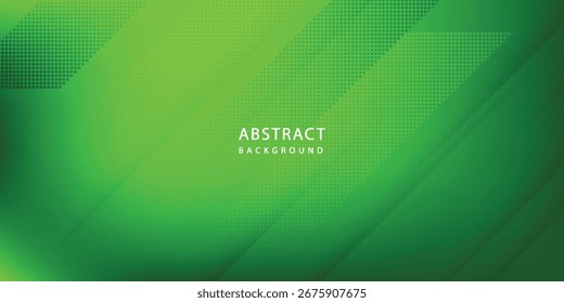 Abstract green Geometric Gradient Background with Halftone Pattern. Futuristic technology concept
