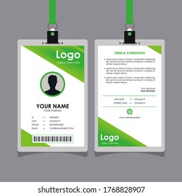 Abstract Green Geometric Id Card Design, Professional Identity Card Template Vector for Employee and Others