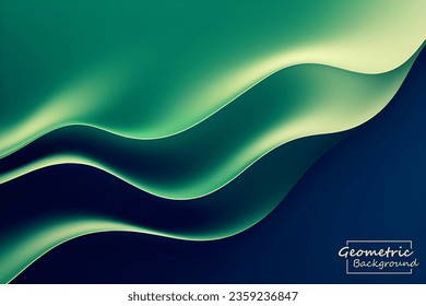 Abstract green geometric. Isolate on dark blue background. Vector illustration.