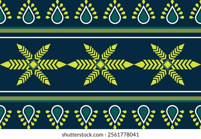 Abstract green geometric native pattern seamless vector.Repeating geometric background.Modern design trendy concept for paper, cover, fabric, interior decor and other users.
