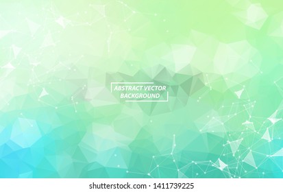 Abstract Green Geometric Polygonal background molecule and communication. Connected lines with dots. Concept of the science, chemistry, biology, medicine, technology.