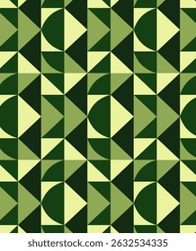 Abstrato verde padrão geométrico sem costura para fundos, embalagem ou design de tecido com estilo retro-moderno.