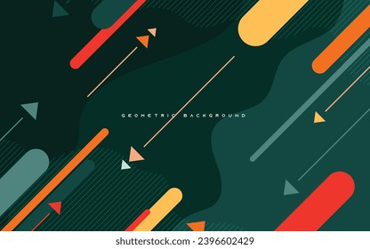 Abstract green geometric shape layers background. Dynamic template design for banner, poster, web.