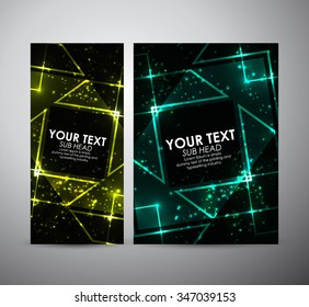 Abstract green geometric shining pattern. Brochure business design template or roll up. Vector illustration