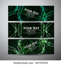 Abstract green geometric shining pattern. Vector banners set background. 