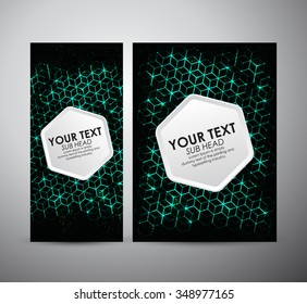 Abstract green geometric shining pattern. Brochure business design template or roll up. Vector illustration
