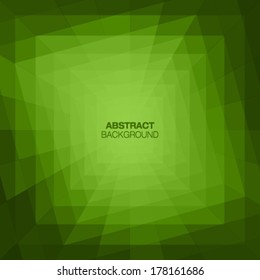 Abstract Green Geometric Tunnel Background. Vector illustration