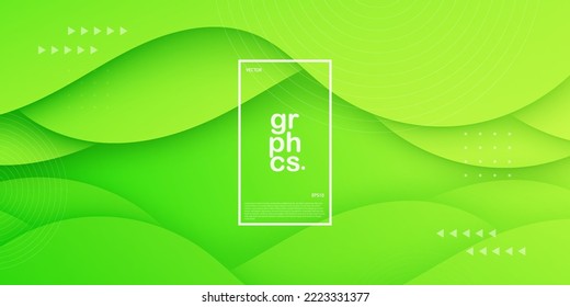 Resumen Fondo de onda geométrica verde. Diseño de fondo moderno.Color brillante y fresco.Vector Eps10