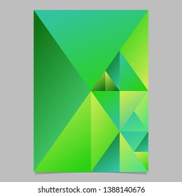 Abstract green geometrical gradient triangle mosaic page template background - minimal polygonal vector brochure