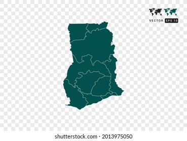 Resumen del mapa verde de Ghana. Diseño de fondo transparente vectorial.