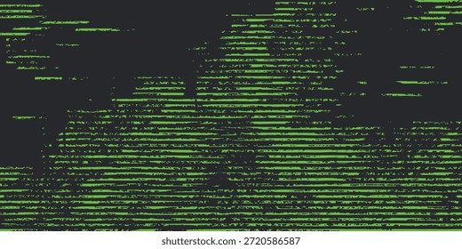 Abstractas fondo de Vector verde glitch con rayas Horizontales y textura ruidosa en negro. Efecto digital moderno para carteles, gráficos de Web y diseño creativo.Eps10