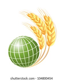 Abstract green globe with wheat ears