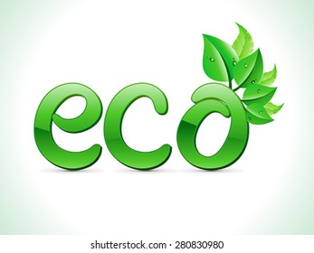 abstract green glossy eco text vector illustration