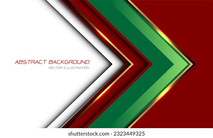 Abstract green glossy gold arrow direction  geometric on red white blank space design modern luxury futuristic background vector illustration.