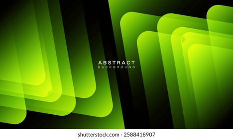 Abstract green glowing geometric background. Dynamic shapes composition. Modern graphic design. Futuristic style. Suit for poster, banner, flyer, brochure, cover, business, website
