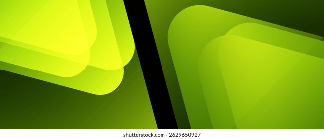 Fundo geométrico brilhante verde abstrato. Composição de formas dinâmicas. Design gráfico moderno. Estilo futurista. Terno para poster, banner, folheto, brochura, capa, negócio, website