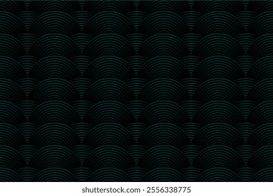 Abstract green glowing geometric lines on a black background with shiny circular patterns. Ideal for technology-themed covers, posters, banners, and websites. EPS 10.